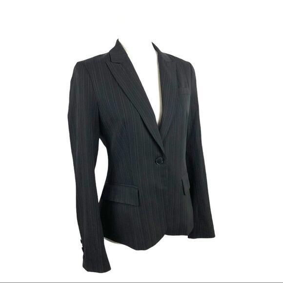 Theory Office Siren Pinstripe Blazer Black Shadow Stripe  Black Officecore - Picture 7 of 13